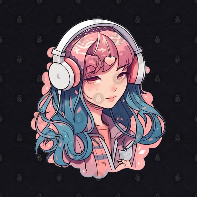 Cute headphone anime girl by AestheticsArt81